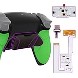 eXtremeRate Real Metal Buttons RMB RISE4 V3 Remap Kit for PS5 Controller BDM-030 040 050, Redesigned Green Rubberized Grip Black Bottom Shell Upgrade Board 4 Back Paddles Attachment for PS5 Controller - Image 1