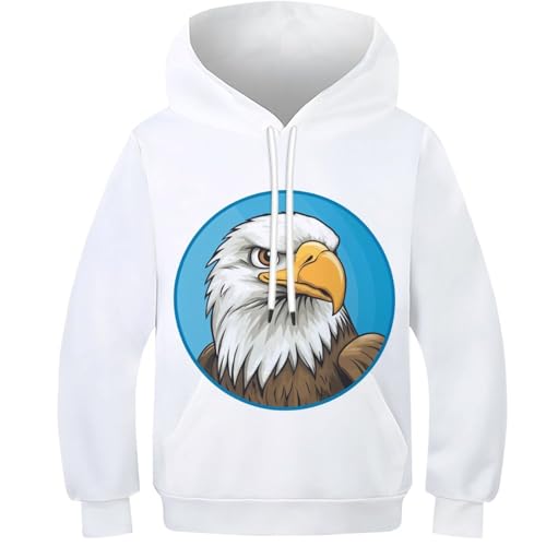 Sweat-shirt enfant motif faucon 3D avec poches à cordon et manches élastiques