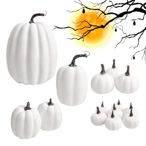 Decoración de calabazas de mesa de otoño con acabados detallados para interiores y porches 7