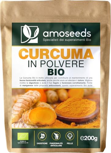 Curcuma in Polvere Bio 200G | Digestione, Articolazioni | 100% Pura, Cruda e Naturale | Qualità Superiore