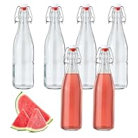 DUBUOZA Glasflaschen 500 ml mit Bügelverschluss,6 Stück Kleine Flaschen zum Befüllen,Bügelflaschen Zum Befüllen,Öl, Wein, Wasser oder Saft
