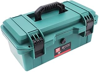 IP67 Waterproof Tool Box Organiser, 16 Inch Thickened Plastic Tool Storage Boxes with Lift-Out Compartments and 2 Latch, for Small Parts and Tools (Green)