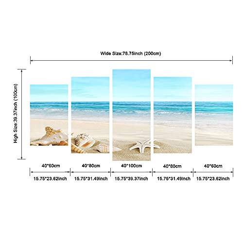 Pyradecor Sea Shells Canvas Prints Modern Seascape Artwork Landscape Pictures Paintings On Stretched Canvas Wall Art For Home Decor Extra Large #TOP5