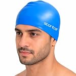 Storite Swimming Cap for Men & Women, Waterproof Stretchable Silicon Swim Cap for Adults Unisex Pool Cap for Long Hair Professional Lightweight Swimming Hat – Blue