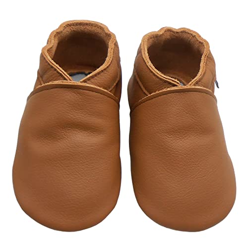 Basrakids Leather Baby Shoes Moccasins Soft Sole Slippers Anti-Slip Baby Walking Crib Shoes For Infant Toddler Boys Girls Brown thumb #2
