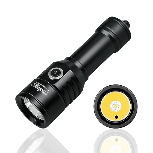 ORCATORCH D570-GL 2.0 2-in-1 Scuba Diving Signal Light 1500 Lumens Underwater Flashlight, 1000M Green Beam and White LED Combo, Rechargeable Battery for Night Dive Training Instructor Cave Exploration