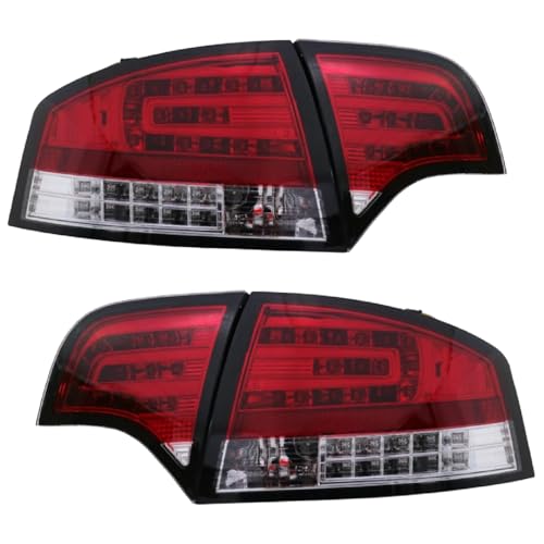 GAZOZ PERFORMANCE LED Tail Lights Red Clear For Audi A4 B7 Sedan 2005-2008 Rear Lamps 4Door Pair