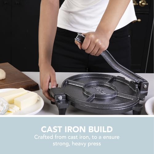 Image of ALPHA LIVING Tortilla Press - 10 Inch Cast Iron Quesadilla Maker - Heavy Duty Empanada Maker Press - Cast Iron Tortilla Maker for Kitchen, Home Use