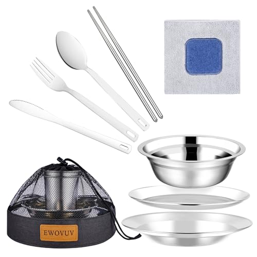 image for EWOVUV Camping Mess Kit - for Camping 1 to 2 Person boy Scout Camp Dis