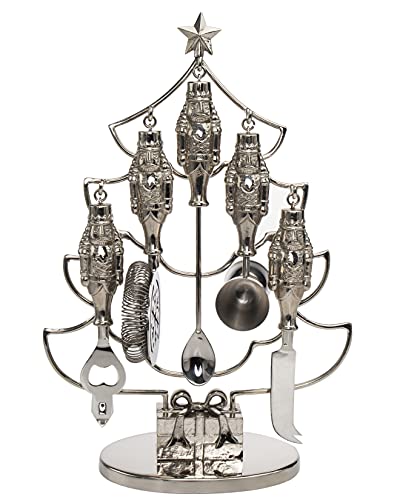 Godinger Nutcracker Bar Tools Set, Barware Set, Christmas Decorations, Holiday Decor Christmas Tree, Mixology Kit - 6 Piece Set #TOP26