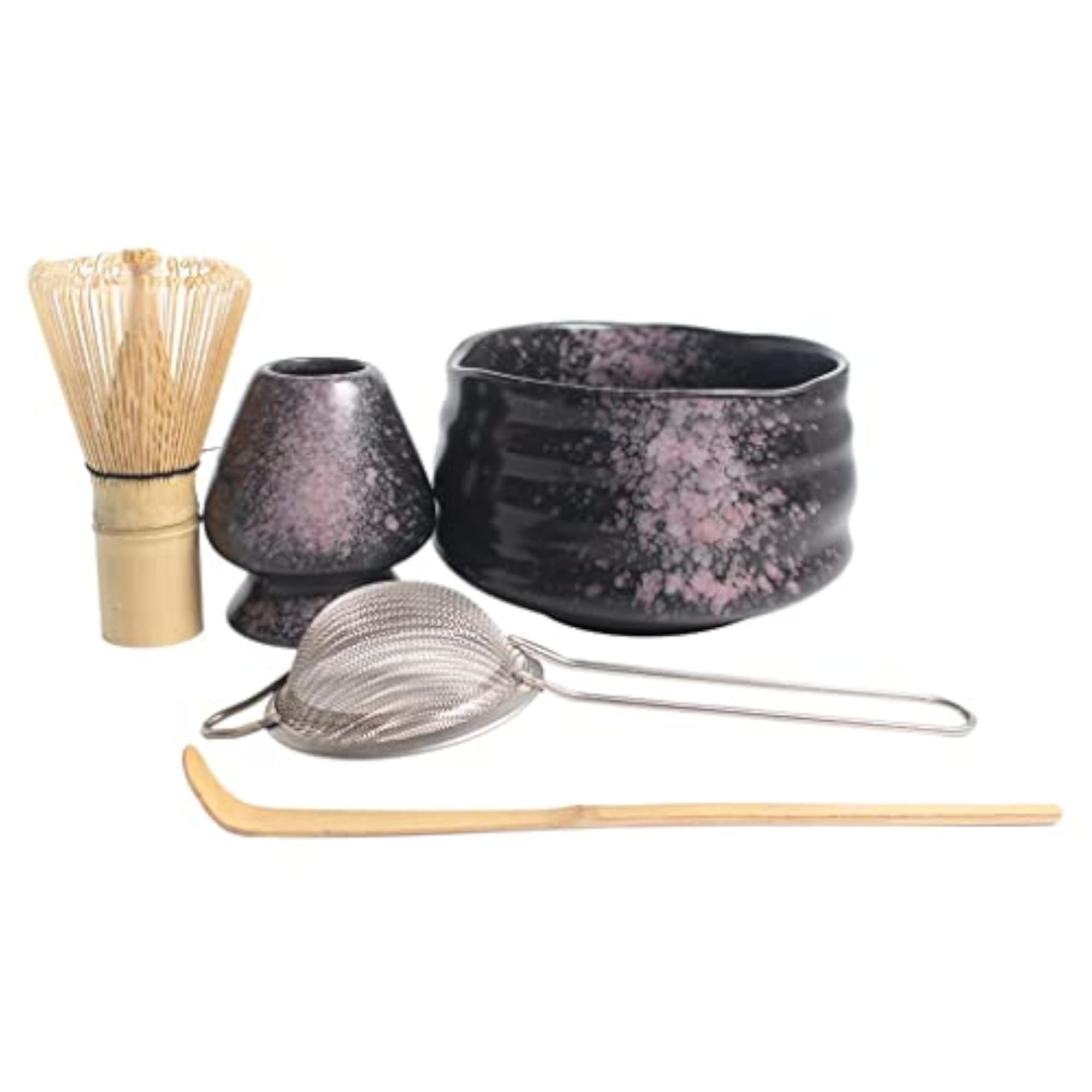 5pc Matcha Bowl and Tea Set for Beginners, Black