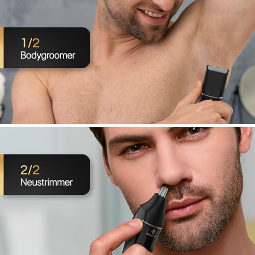 2 in 1 intiem scheerapparaat man/Lichaamsscheerapparaat en neushaartrimmer/Lichaamsscheerapparaat mannen / IPX7 waterdicht en oplaadbaar via USB-C/Scheerapparaat mannen intieme zone - Afbeelding 4