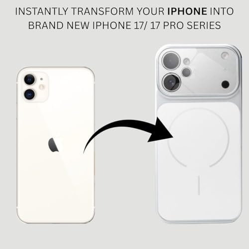 Image of Converter Case for iPhone 12 | Premium Protective Mag-Safe Cover | iPhone 17 Pro / iPhone17 Pro Max Series Style Design | in-Built Camera Guard | Wireless Charging Compatible (Silver)