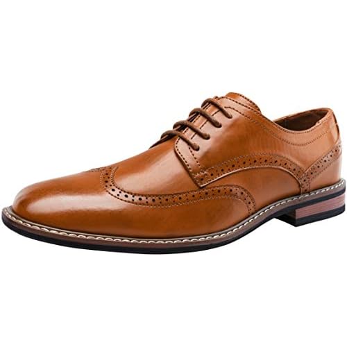 Jousen Men's Dress Cap Toe Shoes Wingtip Brogue Oxfords for Men Business Formal Derby Shoes