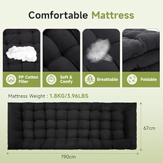 Warmiehomy Oversized Camp Bed for Adults with Thick Pad, Folding Camping Cot with Carry Bags, Durable Sturdy Travel Cot, Portable Tent cot for Fishing, Hiking, Truck, Beach, Supports 616 lbs (Black)