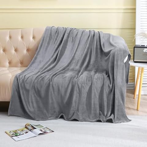 MUXHOMO Fleece Blanket for Bed Couch Sofa, Grey Cozy Twin Size Blanket Soft Lightweight, Warm Blankets for Winter(60"x80") Cover