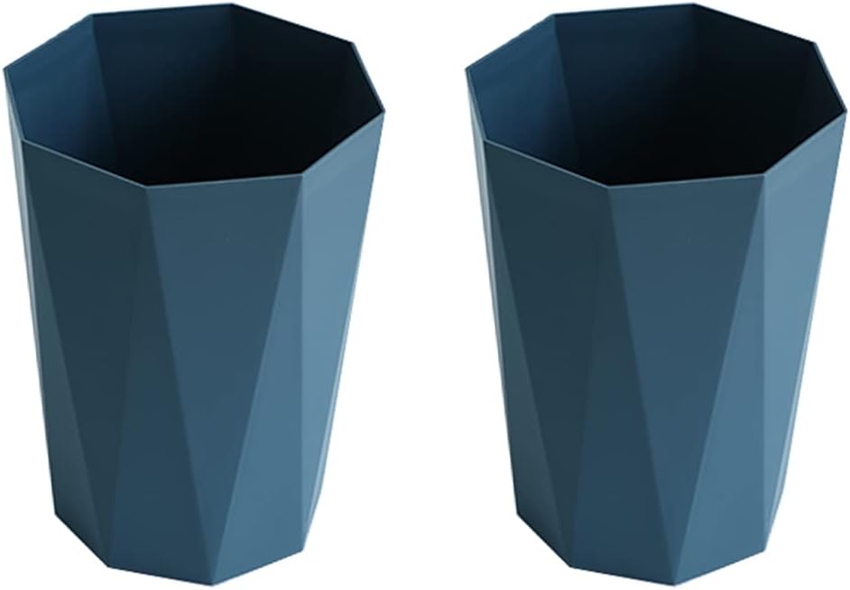 WEECRON Trash Can Wastebasket Plastic Diamond Shape 2.6 Gallon (2 Pack, Blue)