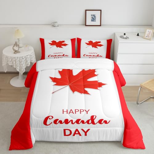 Erosebridal Canada Flag Comforter Set Full Size Autumn