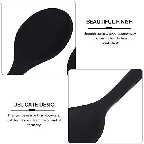 Hemoton 2 peças de colheres de jantar de silicone macio, cabo longo, sopa, antiaderente, resistente
