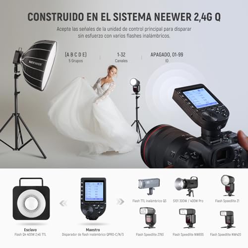 Ficha técnica NEEWER Q4 400Ws Flash Estroboscópico 2.4G TTL Disparador QPRO-S Compatible con Sony 1/8000 HSS Lámpara de Modelado 30W 400 Potencia Completa Reciclaje 0.01-1.2s Batería 21.6V 2800mAh para Fotografía - Fernando Cortés Ficha técnica NEEWER Q4 400Ws Flash Estroboscópico 2.4G TTL Disparador QPRO-S Compatible con Sony 1/8000 HSS Lámpara de Modelado 30W 400 Potencia Completa Reciclaje 0.01-1.2s Batería 21.6V 2800mAh para Fotografía - Fernando Cortés
