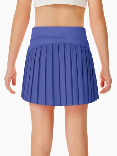 Image of Haloumoning Girls Pleated Skirts with Shorts Athletic Tennis Skorts Sport Performance Skirt with Pockets 4-14 Years