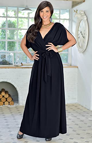 KOH KOH Womens Long Semi-Formal Short Sleeve V-Neck Floor Length Maxi Dress Gown3