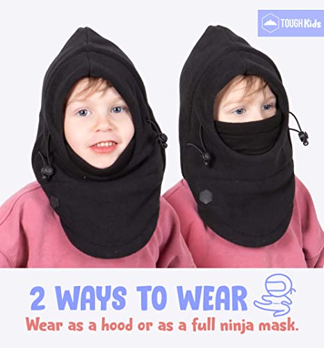 Kids Winter Hat With Mask - Ski Mask For Kids - Ninja Kids Balaclava & Winter Face Mask For Kids W/Hood - Toddler Balaclava Black #TOP3