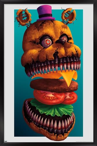 Trends International Five Nights at Freddy's - Burgers Wall Poster, 22.4L x 14.7W, Black Framed Version