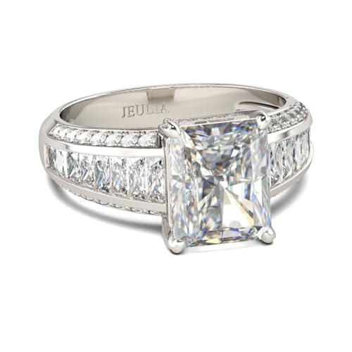 Jeulia Damen-Eheringe, Verlobungsring, funkelnder Schnitt, Sterlingsilber, weißer Zirkonia, Diamant, Brautantrag, Verlobungsring, Jahrestag, Unendlichkeitsschmuck, mit Geschenkbox