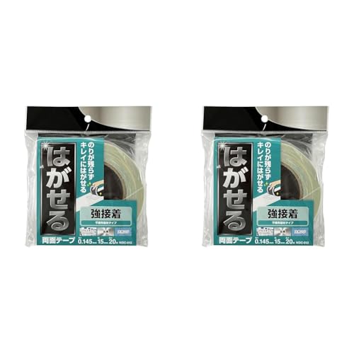 和気産業 はがせる両面テープ 強接着 厚み0.145mm×幅15mm×長さ20m 剥がせる プラスチック 金属 スポンジ WDC012 (× 2)
