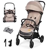 Baby Pushchair,Strollers for Toddlers up to 22KG,Compact & Lightweight One Hand Gravity Foldable Pram,UPF 50+ Canopy,Large Storge Basket & Rain Cover,Stroller for Baby,Khaki