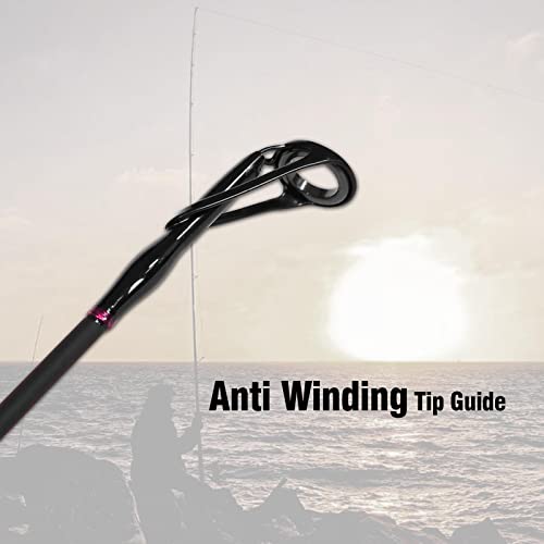 Fiblink Surf Spinning Fishing Rod Graphite Travel Fishing Rod (Red, 15 Feet - 3Pcs) #TOP5
