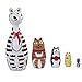Ensemble emboîtable de poupées gigognes russes 5pcs poupées de nichement russe en bois à la main, poupée matryoshka animal russe, mignon chat matryoshka poupées nichonnées Cadeau de décoration de matr