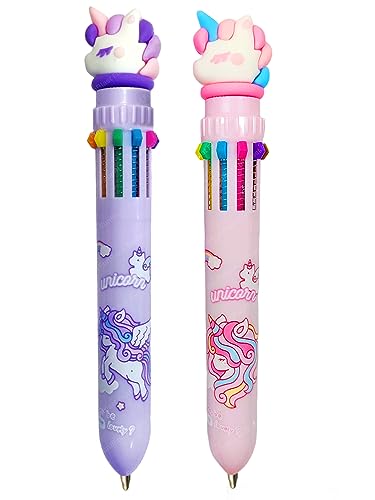 Image of FunBlast 10 In 1 Ball Pens for Writing - Cartoon Design Lightweight Ball Pen with Comfortable Grip for Extra Smooth Writing, Stationery for School & Office, Birthday Return Gift (Unicorn)