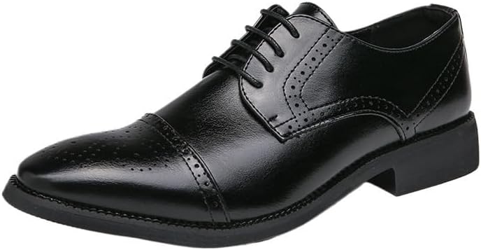 Men&#39;s Breathable Leather Oxford Shoes Retro Fashion Comfortable Business Height Increasing Dress Shoes