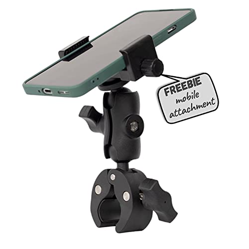 Image of ADOFYS Action Camera and Mobile Universal Aluminium Alloy Mount with Two 360 rotational Angle and with Quick Release clamp for Motorcycle and Bicycle Compatible with Action Camera and Mobile Phone