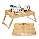 GOLOHO Breakfast Trays for Bed, Large Bed Tray - 21.6 x 13.7 Inch with Adjustable Legs and Phone...