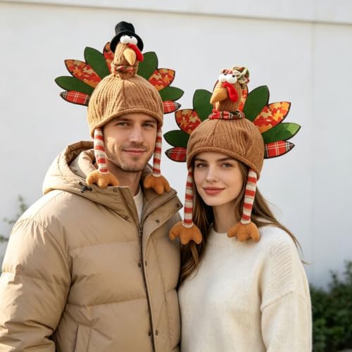 HBDHEJL Roasted Turkey Hat for Adult Funny Thanksgiving Costume Dress Up Hats | Men Women Roasted Turkey Hat, Soft Plush Winter Warm Novelty Headwear, for Thanksgiving Party, Holiday Cosplay - image 4