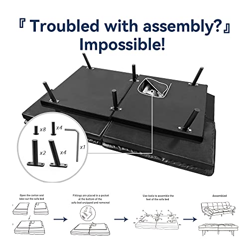 Opoiar Futon Sofa Bed, Convertible Memory Foam Couch, Faux Leather Futon Sets Daybed With Mattress Included, Modern Sleeper Sofa Love Seat For Small/Compact Living Space #TOP4