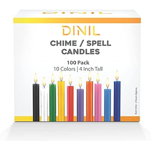 Dinil - Spell & Chime Candles – Premium Mini Taper Candles for Rituals, Prayer, Birthdays, Meditation, Altar, Spells, Chime Candles (100, 10 Assorted Colors) Cover
