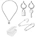 Produktbild PPX Lock Anhänger Halskette Anweisung lange Kette Punk Choker Halskette und kreative asymmetrische Metallschlüssel Lock baumeln Ohrringe und Pin kleine Creolen Schmuck-Set mit Box