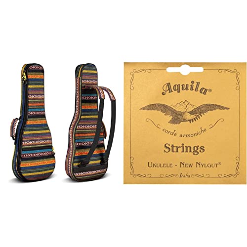 Sac Ukulélé Rembourré 23 Pouces Antichoc avec Cordes Aquila 7U Durables