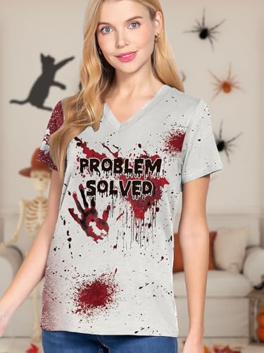 T-shirt d'Halloween pour femme look confortable Problem Solved - 2