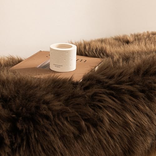 Ashler Faux Fur Rug - Fluffy Shaggy 3 x 3 Feet Sheepskin Fur, Dark Coffee Fuzzing Rug - Nursery Decor Throw for Bedroom, Living Room, Kids Room - Thumbnail 4