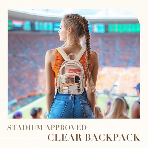 Image of Missnine Mini Clear Backpack for Stadium Events, Small Clear Bag Stadium Approved PVC for Festivals, Concert Sport Events (Casual, Khaki-Casual)