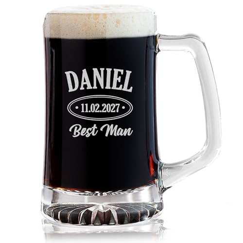 Lifetime Creations Engraved Personalized Groomsman Beer Mug 14 oz - Groomsmen Gift, Best Man, Bachelor Party, Beer Stein for Wedding, Dishwasher Safe, Made in USA (Option A)