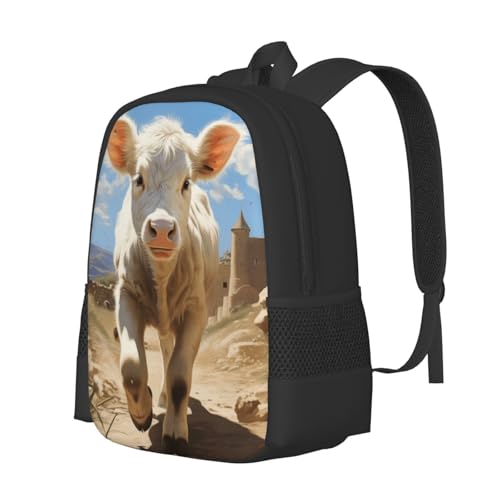 Commuter Unisex White Cow Rural Path Backpack Spacious Compartments for Work Essentials Casual Outings & Trips 17 Inch2