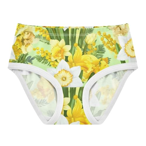 Floral Yellow White Daffodils Green Girl Panties Cute Girls Underwear Toddler Cotton Aesthetic Kids Undies Briefs 2t