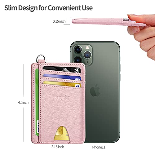 Image of Slim Minimalist Front Pocket Wallet, Ecovision RFID Blocking Credit Card Holder Wallet with Detachable D-Shackle for Men Women