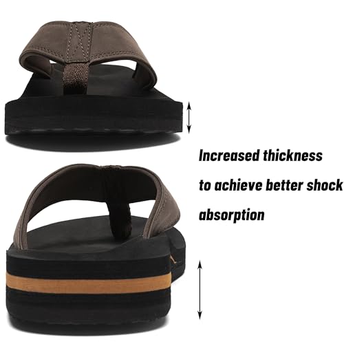Men's Flip Flops with Arch Support Athletic Thong Sandals Coffee Black 9 by proutdor - Used condition - Image 3